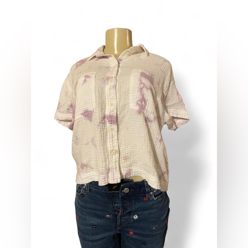 Madewell Button Down Shirt in white and Purple